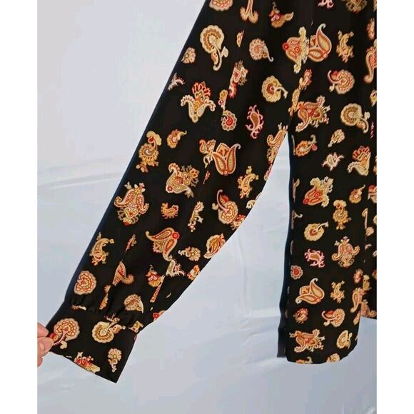 Pendleton Classic Womens Size 10 Black Paisley Long Sleeve Button Down Shirt Top - Picture 5 of 9